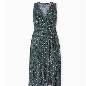 Green Leopard Hi-Lo Dress